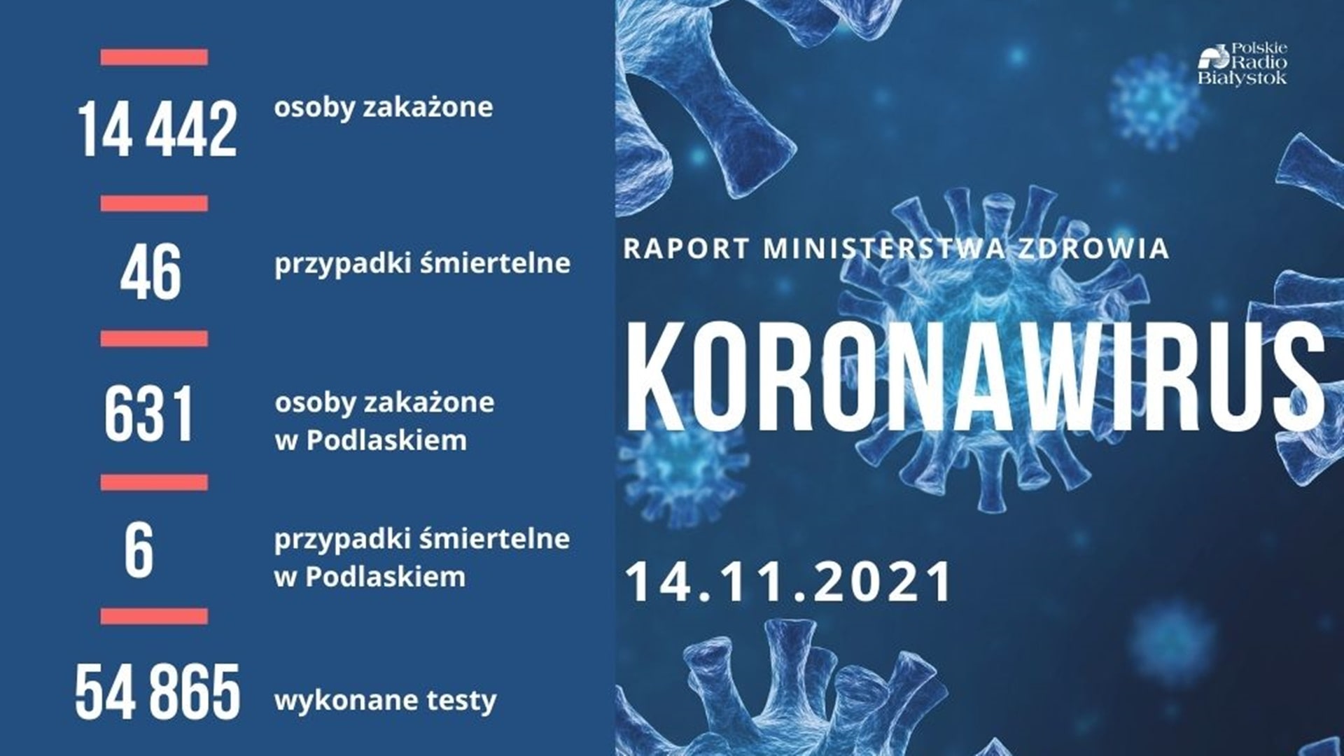 Raport zakażeń - 14 listopada 2021 r.