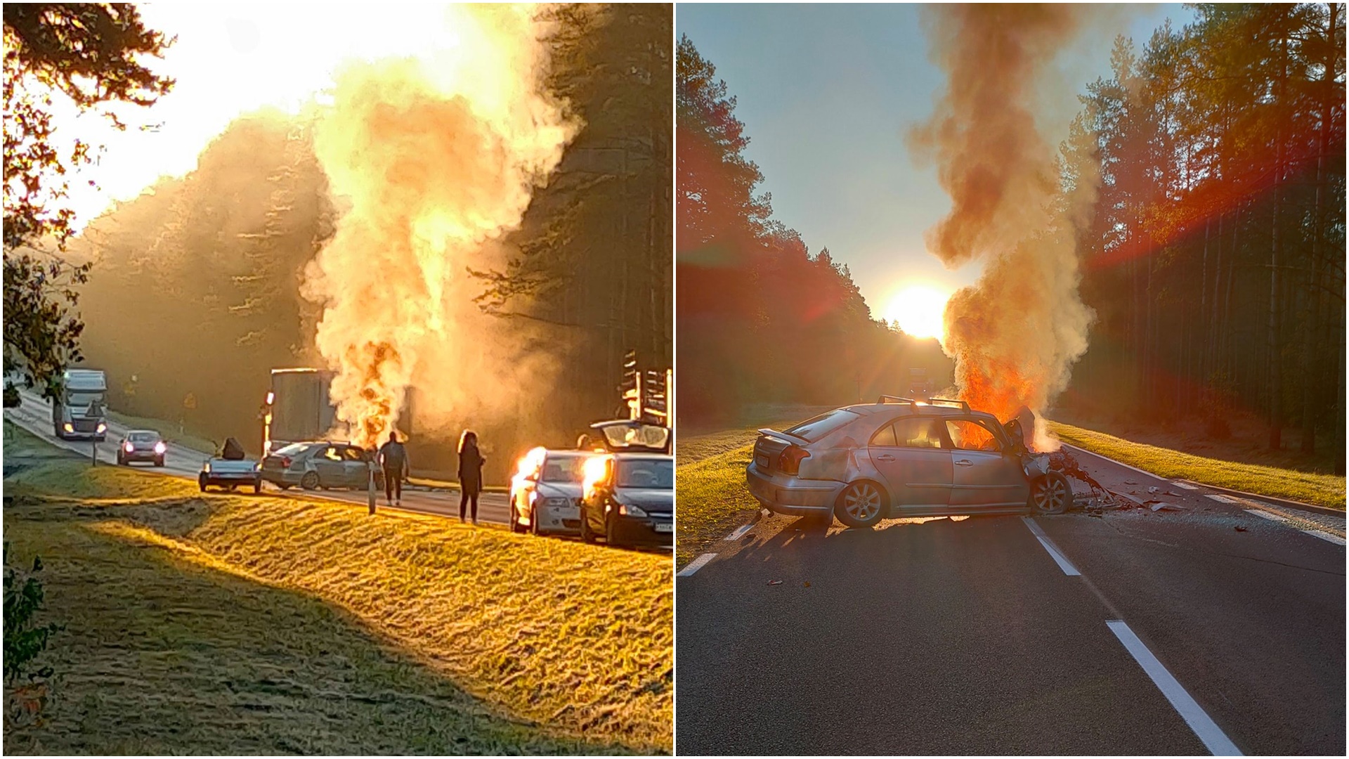 Utrudnienia na odcinku Białystok - Bobrowniki. Zapaliło się auto