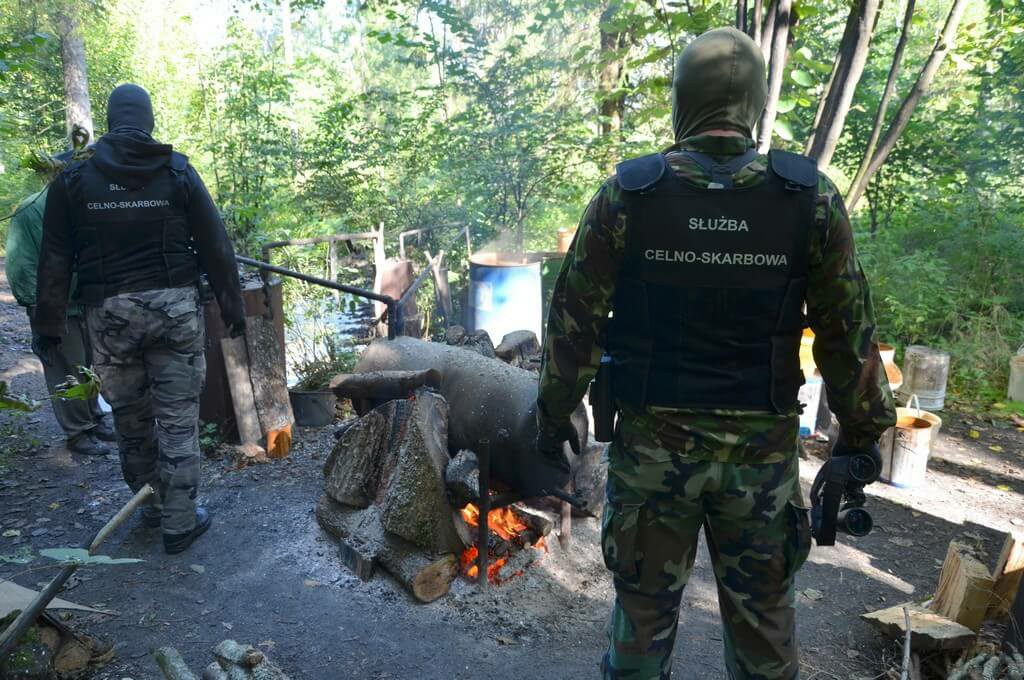 Podlaska KAS zlikwidowała leśną bimbrownię w okolicach Czarnej Białostockiej