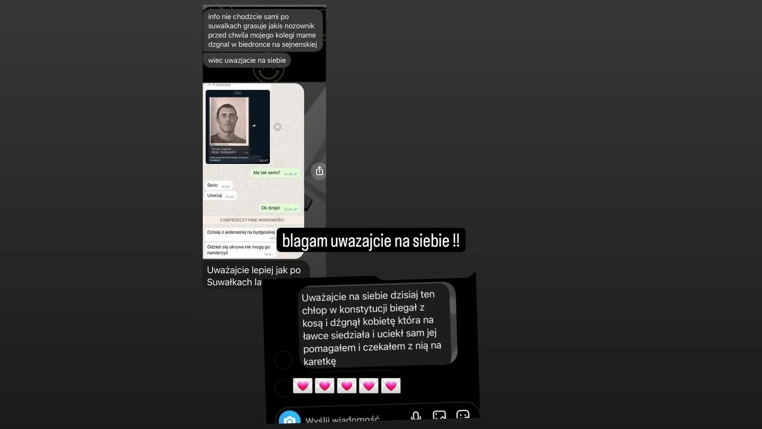 Mieszkańcy Suwałk są zaniepokojeni informacjami o rzekomych atakach nożownika