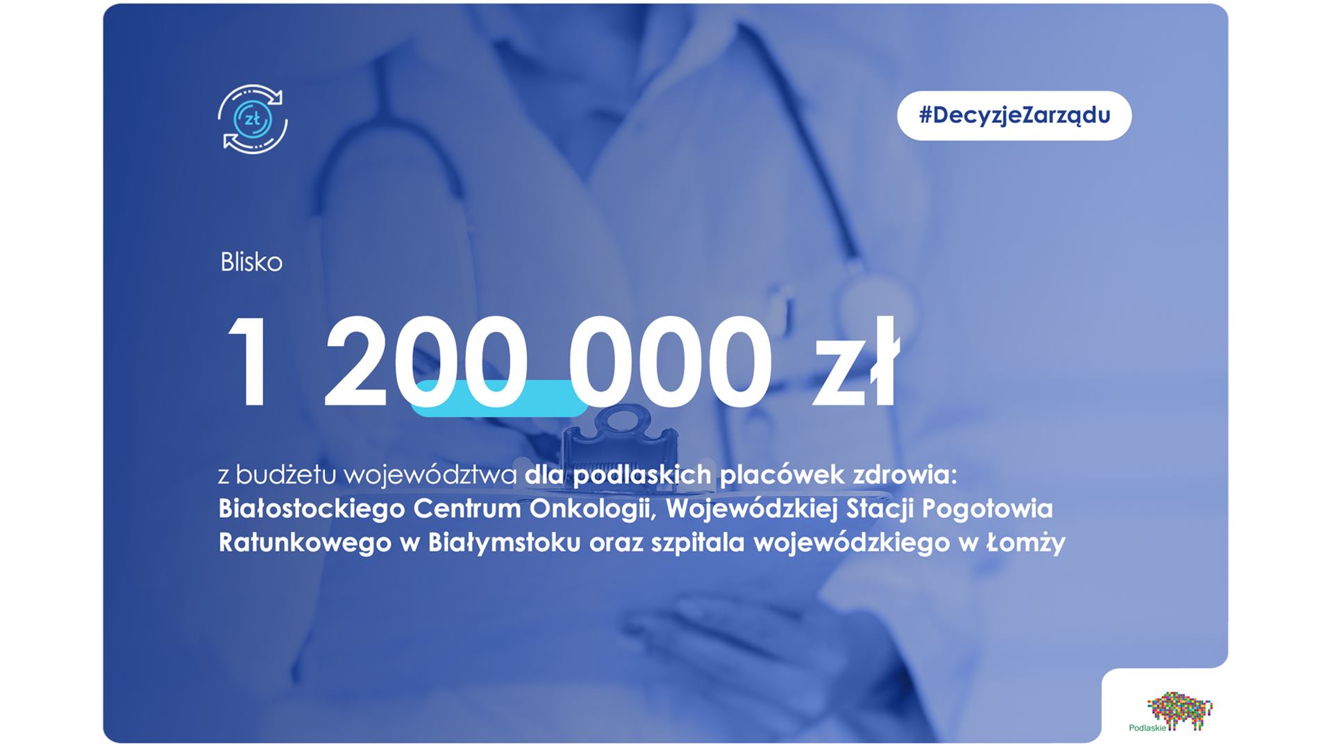 Blisko milion 200 tysięcy złotych trafi do placówek ochrony zdrowia w Podlaskiem