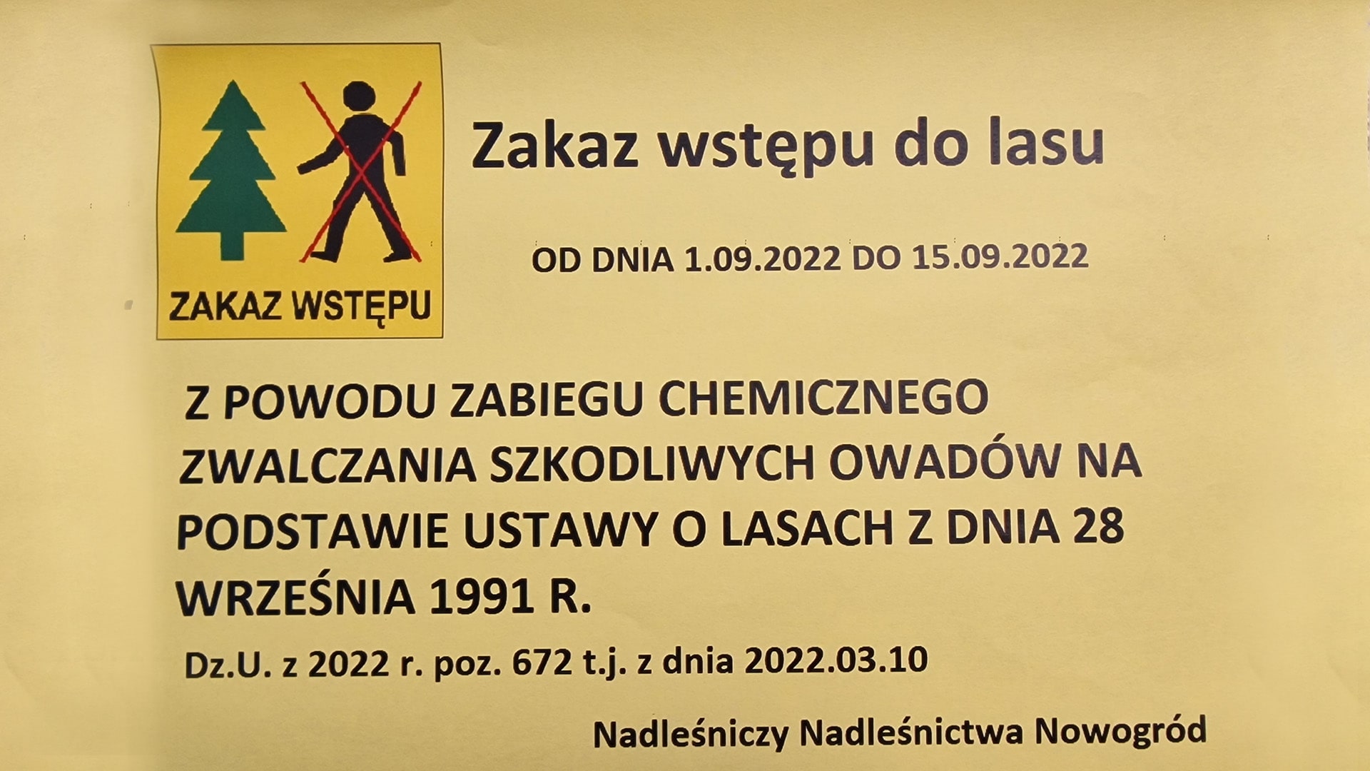 Nie można wchodzić do części lasów Nadleśnictwa Nowogród