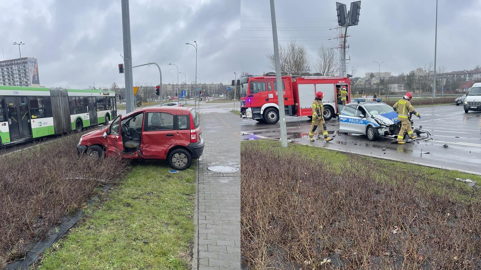Białystok - policyjny radiowóz zderzył się z samochodem osobowym
