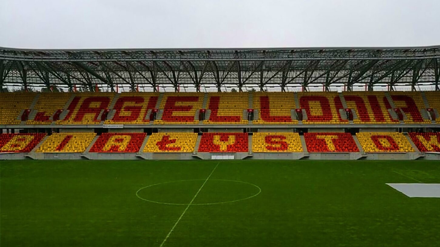 Wielki napis "Jagiellonia Białystok" może pojawić się na krzesłach na stadionie Chorten Arena