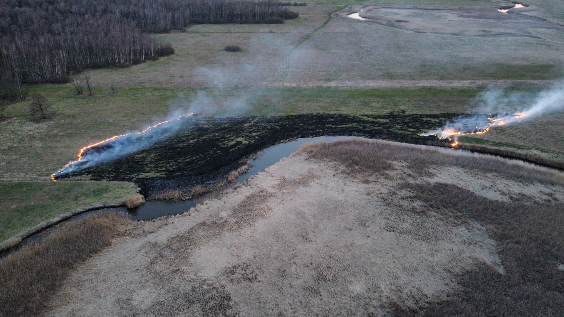 Pożar nad Biebrzą - świadkowie mówią o podejrzanej osobie