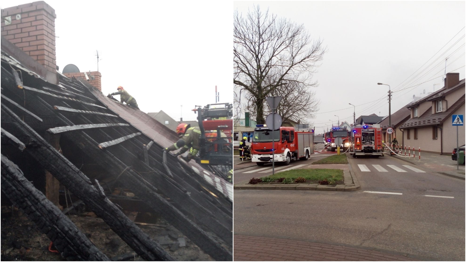 Pożar przy ul. Sienkiewicza w Brańsku - sześć rodzin straciło dach nad głową [zdjęcia]