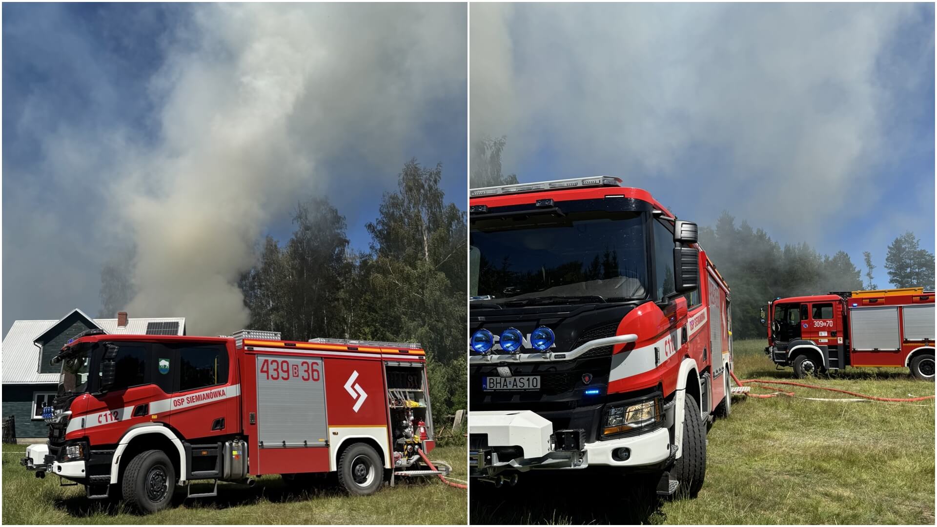 Pożar nad Zalewem Siemianówka. Dwie osoby ranne, w tym strażak OSP