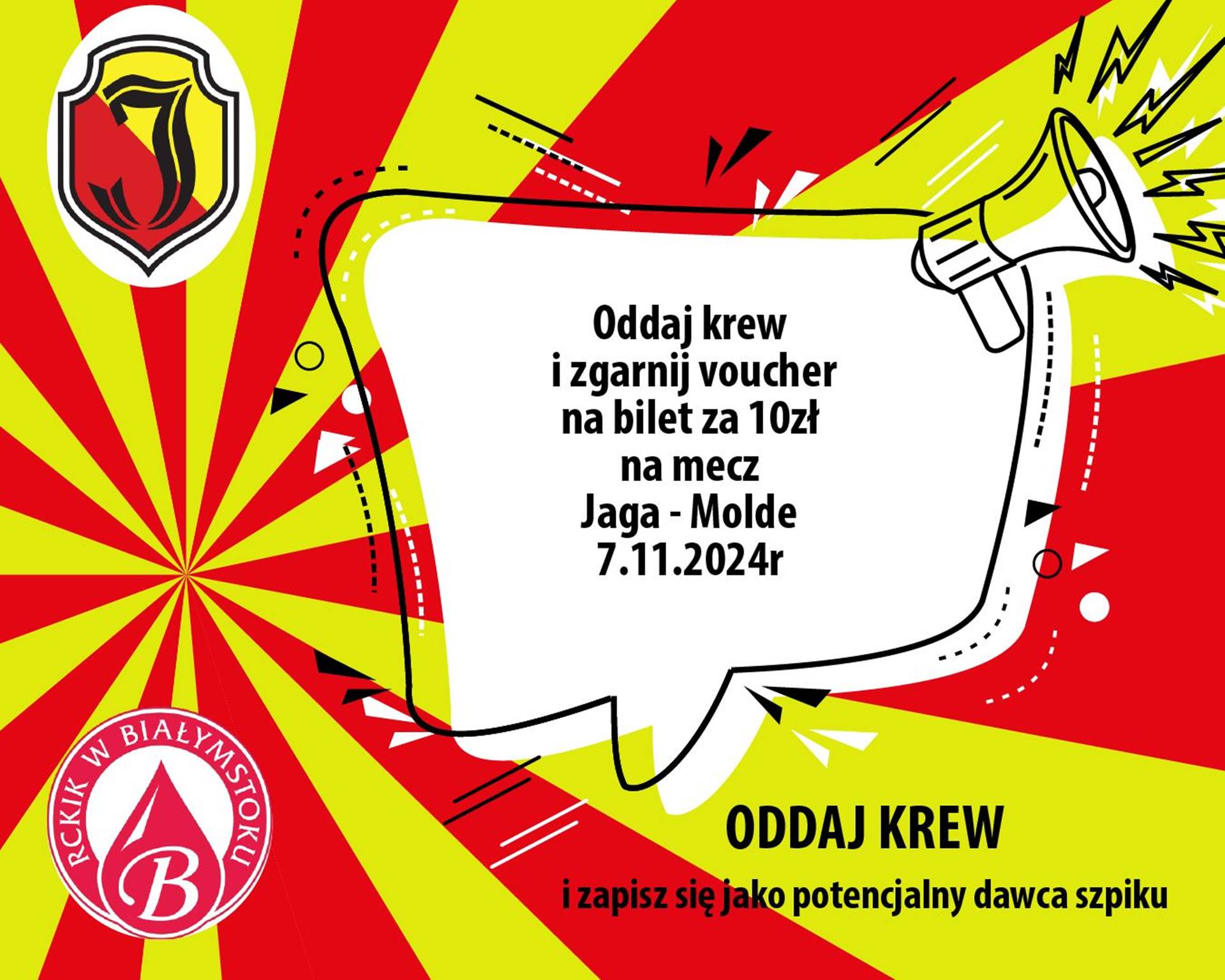 Za oddanie krwi można otrzymać voucher na mecz Jagiellonii z Molde FK