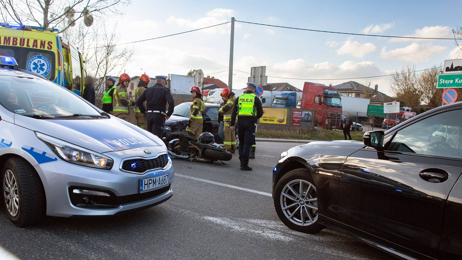 Ranny motocyklista i utrudnienia przy wyjeździe z Łomży