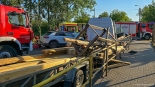 Zderzenie busa z volkswagenem na ul. Przejazd w Łomży, 10.07.2024, fot. Paweł Wądołowski