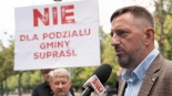 Protest mieszkańców Supraśla przed KPRM, 25.07.2024, fot. Supraśl Nasza Gmina/Facebook