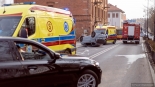 Wypadek na ulicy Giełczyńskiej w Łomży, 11.03.2025, fot. Paweł Wądołowski