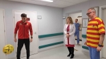 Piłkarze Jagiellonii w Uniwersyteckim Centrum Onkologii, 10.03.2025, fot. Renata Reda