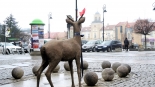 Rzeźba młodego jelenia w Łomży, 21.12.2024, fot. Adam Dąbrowski